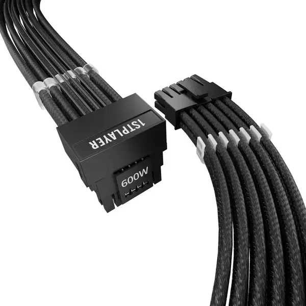 1stPlayer Модулен кабел Custom Sleeved Modding Cable Black PCIe 5.0 12VHPWR M/M - FM2-B-BK