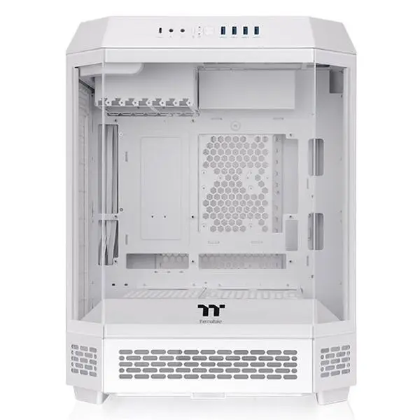 Кутия Thermaltake Tower 600 White, ATX/mATX/Mini-ITX, 1x USB 3.2 Gen 2 Type-C, 4x USB 3.0, 2x CT140 вентилатора, с прозорец, бяла, без захранване