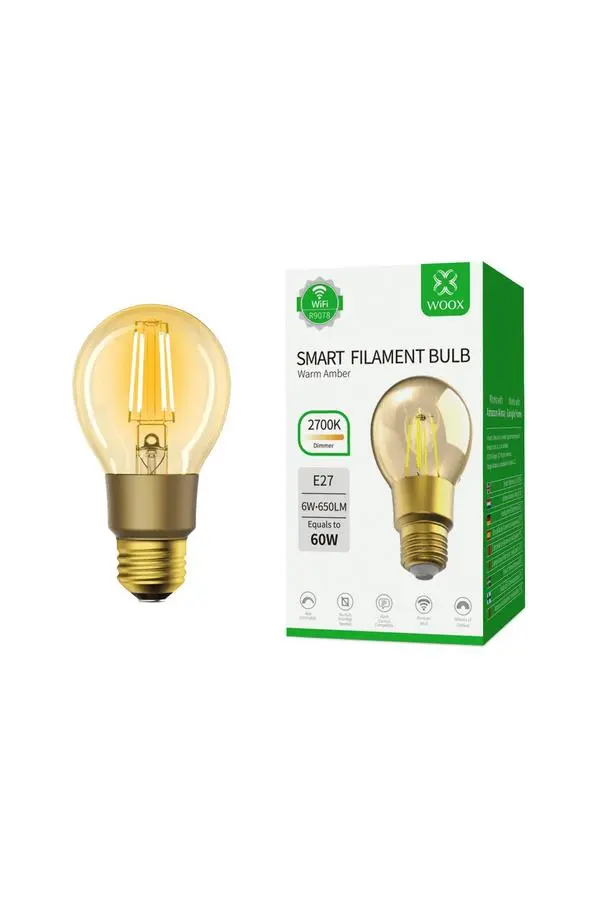 Woox Смарт крушка Light  WiFi Smart Filament LED Bulb E27, 6W/60W, 650lm - R9078