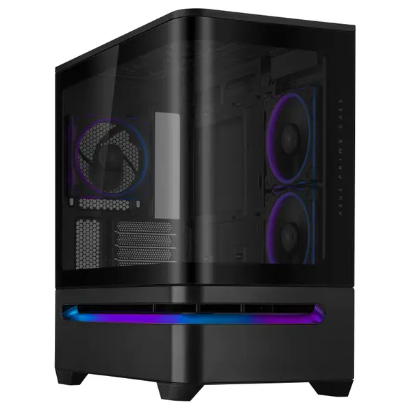 Кутия ASUS Prime AP202 ARGB mATX + 3 ARGB Вентилатора - Black - ASUS-CASE-AP202-ARGB-BK