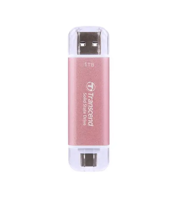 Transcend 1TB, USB External SSD, ESD310P, USB 10Gbps, Type C/A, Pink - TS1TESD310P - (P)