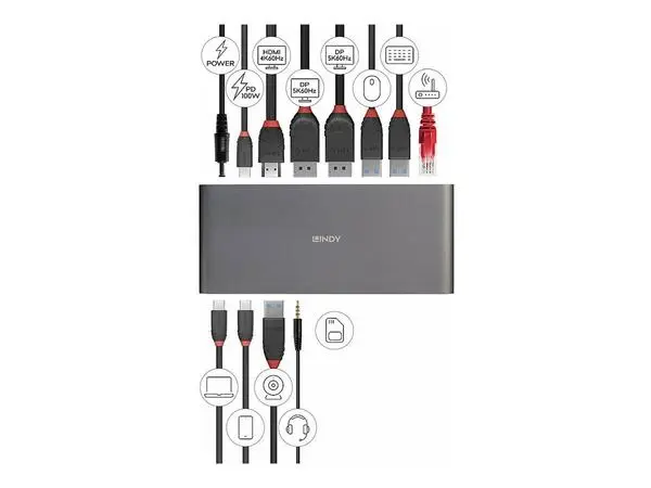 LINDY DST-Pro 5K XT, USB Typ C 5K Laptop Docking Station -  (A)   - 43349 (8 дни доставкa)