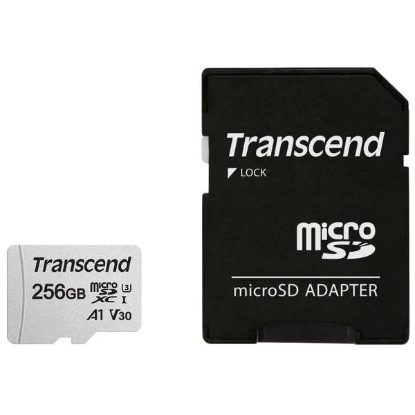 Transcend 256GB microSD w/ adapter UHS-I U3 A1 - TS256GUSD300S-A