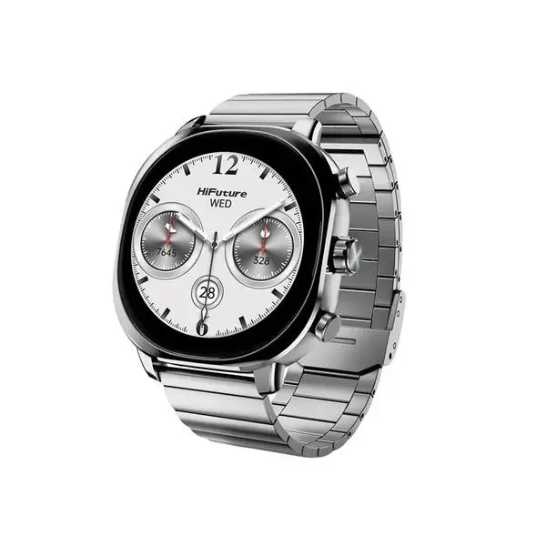 HiFuture AIX  Silver,  1.43"AMOLED, 466*466, Powered by Dual Core & Syntra AI, Bluetooth Call, 1ATM Waterproof, Sixth Generation Health Sensor, Stainless Steel, Up to 10 days daily use - 6972576181435