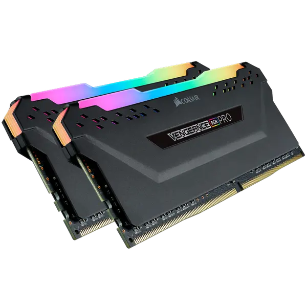 Corsair Памет DDR4, CMW16GX4M2C3200C16, 3200MHz 16GB (2 x 8GB) 288 DIMM, Unbuffered, 16-18-18-36, Vengeance RGB PRO black Heat spreader, RGB LED, 1.35V, XMP 2.0