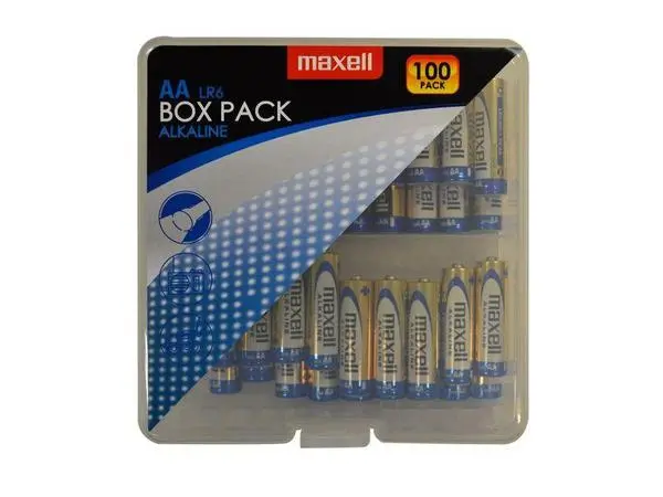 Алкални батерии MAXELL LR6 AA 10x10 бр / 100 бр. в PVC кутия - ML-BA-LR6-100PK-PVC