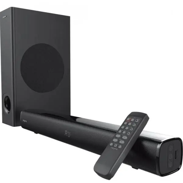 Озвучителна система Creative Stage V2 2.1, Subwoofer, Soundbar, Bluetooth, 160W, Черен - CREAT-SPEAK-STAGE-2.1-V2