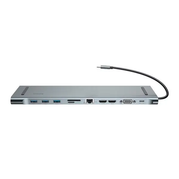 Докинг станция Baseus CATSX-G0G Enjoyment Series  Type-C Notebook Hub v2, сив (v)