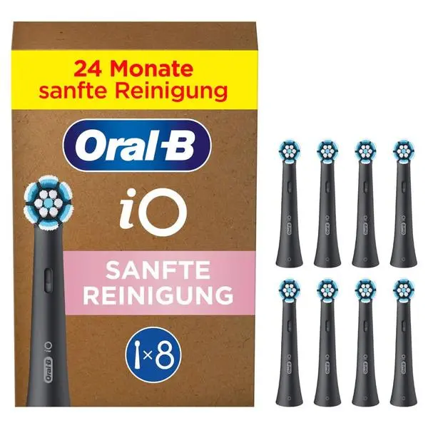 Резервни накрайници за ел. четка Oral-B iO Gentle Care Black, за Oral-B iO четки за зъби, 8бр., черни