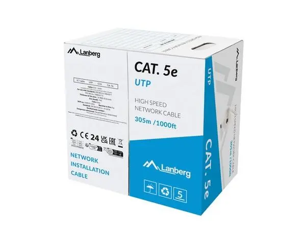 Lanberg LAN cable CAT.5e 305m solid cca grey fluke passed - LCU5-15CC-0305-S