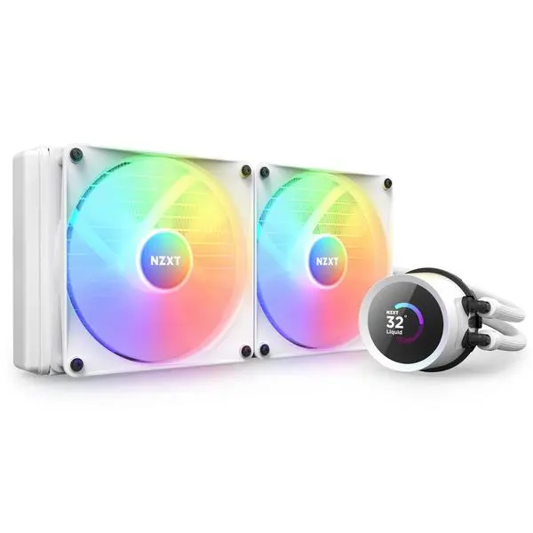 Охладител за процесор NZXT Kraken 280 RGB White, LCD Display - NZXT-FAN-RL-KR280-W1