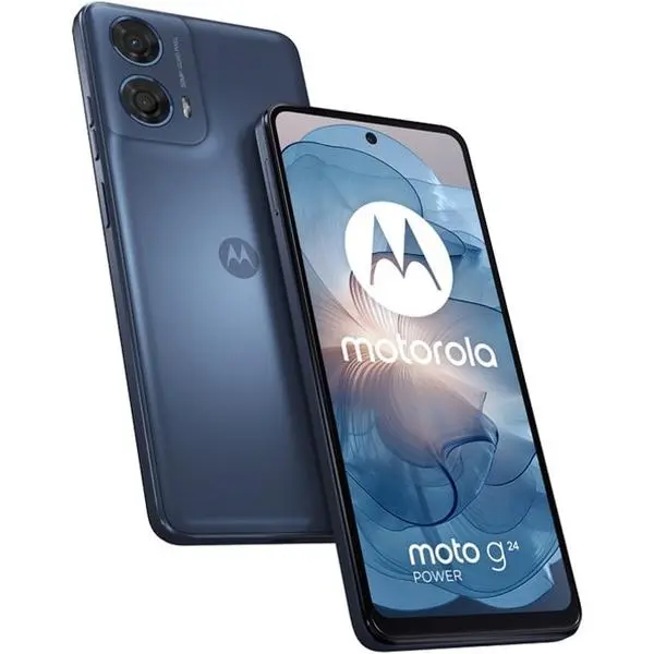 Motorola Moto G24 Power (Ink Blue), поддържа 2 SIM карти, 6.56" (16.66cm) IPS 90Hz дисплей, осемядрен Mediatek Helio G85 2x 2.0GHz & 6x 1.7GHz, 8GB RAM, 256GB Flash памет (+microSD слот), 50 + 2 + 8 + 16 Mpix камери, Android, 197g, PB1E0000PL