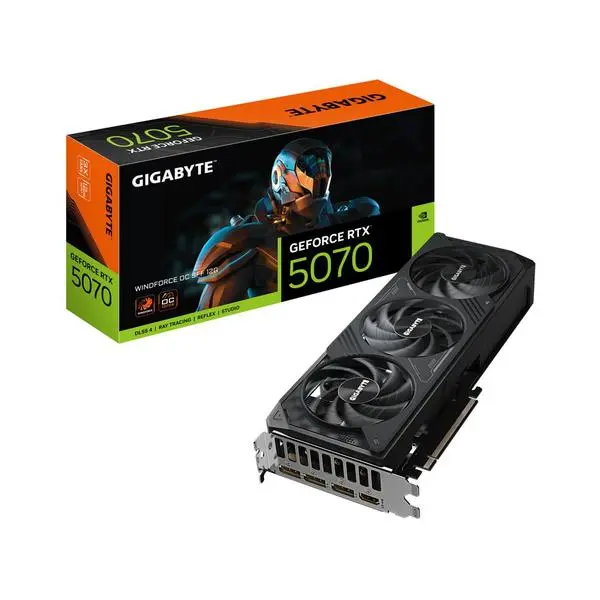 Видео карта Nvidia GF RTX 5070, 12GB, Gigabyte WINDFORCE SFF, OC, PCI-E 5.0, GDDR7, 192-bit, DisplayPort, HDMI, N5070WF3OC-12GD