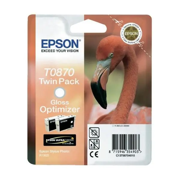 Epson T0870 Gloss Optimizer Ink Cartridge - Twin Pack (untagged) for Stylus Photo R1900 - C13T08704010