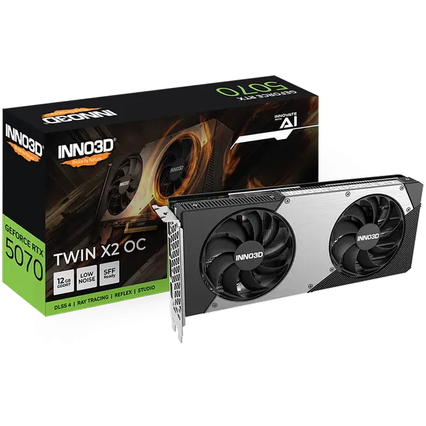 INNO3D NVIDIA RTX 5070 X2 OC 12GB GDDR7 192bit, 2542MHz / 28Gbps, 3x DP, 1x HDMI, 2 fans 2 slot - N50702-12D7X-195064N