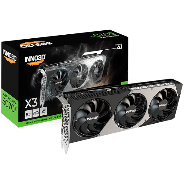 INNO3D NVIDIA RTX 5070 Ti X3 OC 16GB GDDR7 256 bit, 2482MHz / 28Gbps, 3x DP, 1x HDMI, 3 fan 2 slots - N507T3-16D7X-176068N