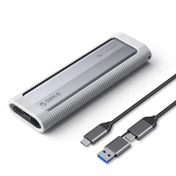 Orico Orico външна кутия за диск Storage Case M.2 NVMe/SATA M/B key USB3.1 Type-C/A, Silicone Protective Case, 10Gbps - AXM2S-G2-V1-GY-BP