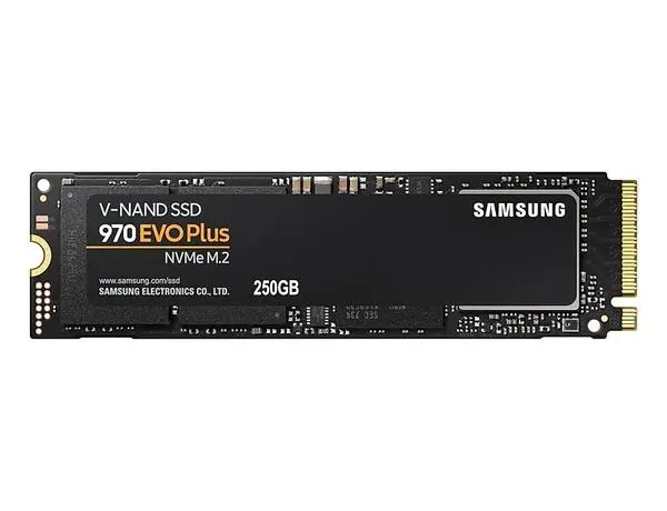 Samsung SSD 970 EVO Plus 250 GB M.2, PCIe Gen 3.0 x4 NVMe 1.3, V-NAND 3-bit MLC, Phoenix Controller, 256-bit Encryption, 512 MB DDR4 SDRAM, Read 3500 MB/s Write 2300 MB/s - MZ-V7S250BW
