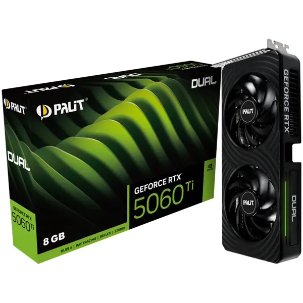 PALIT GeForce RTX 5060 Ti Dual 8GB GDDR7 128 bit, 1x HDMI 2.1b, 3x DP 2.1b, 2 Fan, 1x 8-pin pwr connector, 600W, 262.1 x 126.3 x 40.1 mm, NE7506T019P1-GB2062D - 4710562245264_3Y