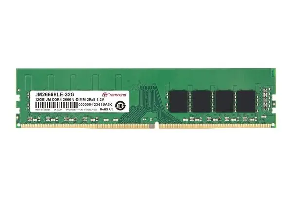 Transcend 32GB JM DDR4 2666Mhz U-DIMM 2Rx8 2Gx8 CL19 1.2V - JM2666HLE-32G
