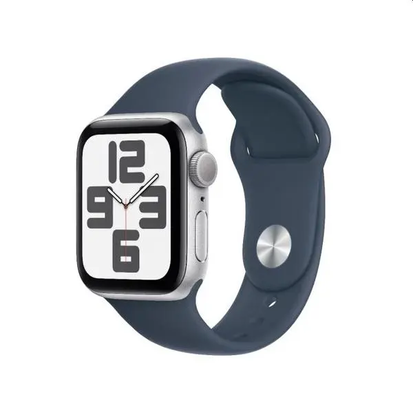 Apple Watch SE2 v2 GPS 40mm Silver Alu Case w Storm Blue Sport Band - S/M - MRE13QC/A