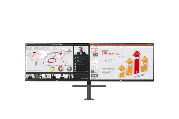 LG  27" QHD Monitor Ergo Dual with Daisy Chain (2560x1440) IPS AG, sRGB 99%, HDR10, 75Hz, 5ms, 1000:1 - 27QP88DP-BS