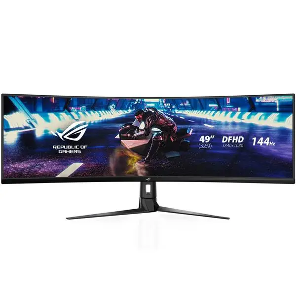 Монитор Asus ROG Strix XG49VQ (90LM04H0-B01170) (Разопакован продукт), 49" (124.46cm) VA Curved панел, 144Hz, Dual FHD, 4ms, 450cd/m2, DisplayPort, HDMI, USB