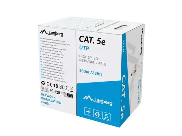 Lanberg LAN cable CAT.5e utp 100m solid cu grey fluke passed - LCU5-12CU-0100-S
