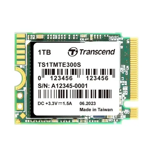 Transcend 1TB, M.2 2230, PCIe Gen3x4, NVMe, 3D TLC, DRAM-less - TS1TMTE300S - (P)