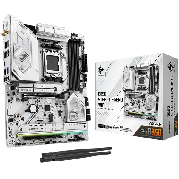 ASROCK MB Desktop B850 STEEL LEGEND WIFI, AM5, 4x DDR5, 1x PCIe 5.0 x16, 1x Blazing M.2(PCIe Gen5x4) - B850 STEEL LEGEND WIFI