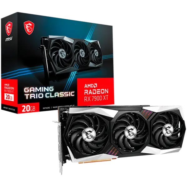 MSI Video Card AMD Radeon RX 7900 XT GAMING TRIO CLASSIC 20G, 20GB GDDR6, 320-bit, 5376 units, Boost: 2400 MHz, 3x DP 2.1, HDMI 2.1, 750W Recommended PSU - RX_7900_XT_GAMING_TRIO_CLASSIC_20G