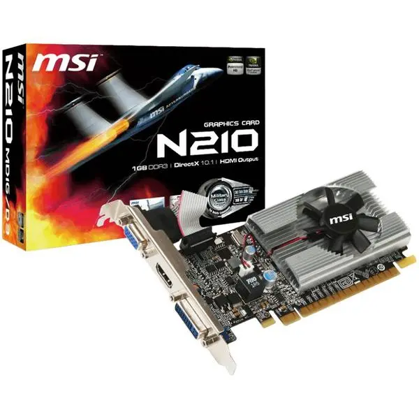 MSI Video Card NVidia N210-1GD3/LP (GF210, 1GB GDDR3 64bit, PCI Express x16 2.0, DVI, HDMI, D-SUB) - N210-1GD3/LP