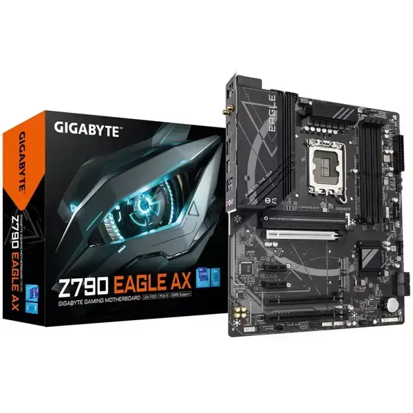 Gigabyte Z790 Eagle AX (rev. 1.0), Z790, LGA1700, DDR5, PCI-E 5.0 (HDMI&DP), 3x M.2, 4x SATA 6Gb/s, 1x USB 3.2 Gen 2 Type-C, 4x USB 3.2 Gen 1 Type-A, ATX