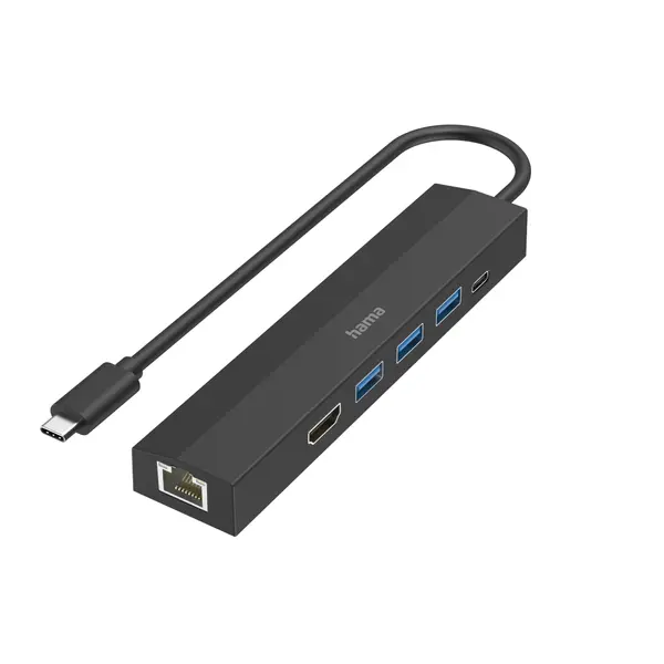USB-C хъб HAMA, мултипорт, 6 порта, 3 x USB-A, USB-C, HDMI, LAN/Ethernet - HAMA-200144