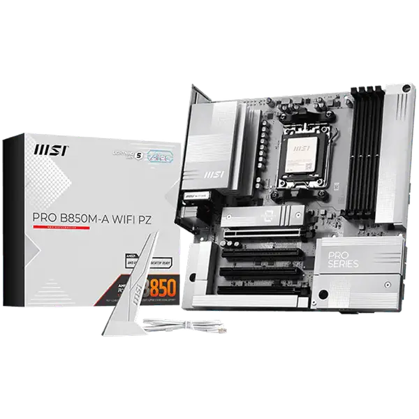 MSI PRO B850M-A WIFI PZ, mATX, Socket AM5, 4x DDR5 Dual Channel DDR5 up to 8200(OC)MHz - PRO_B850M-A_WIFI_PZ
