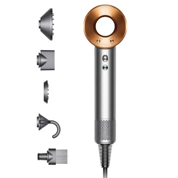 Сешоар Dyson Supersonic HD07 Bnk/Bco 389922-01, 1600W, 3 скорости, 4 температурни настройки, възможност за студена струя, сребрист