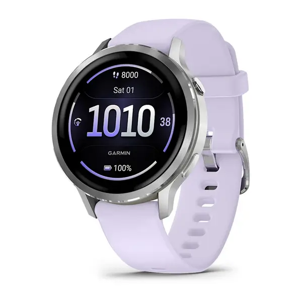 Garmin Venu 4 - 41 мм - Venu 4 - 41 мм, Silver с Periwinkle силиконова каишка - 010-03013-01 (G)