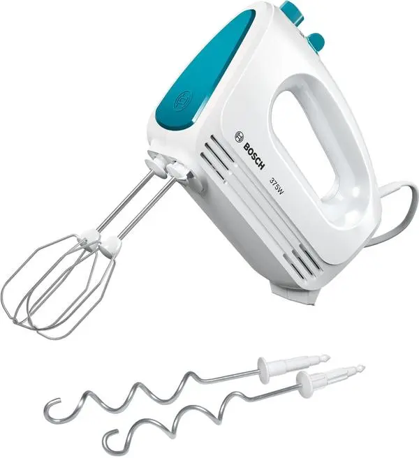 Bosch MFQ2210D, Hand mixer, CleverMixx, 375 W, 4 speed settings, additional pulse/turbo setting, white/blue - MFQ2210D