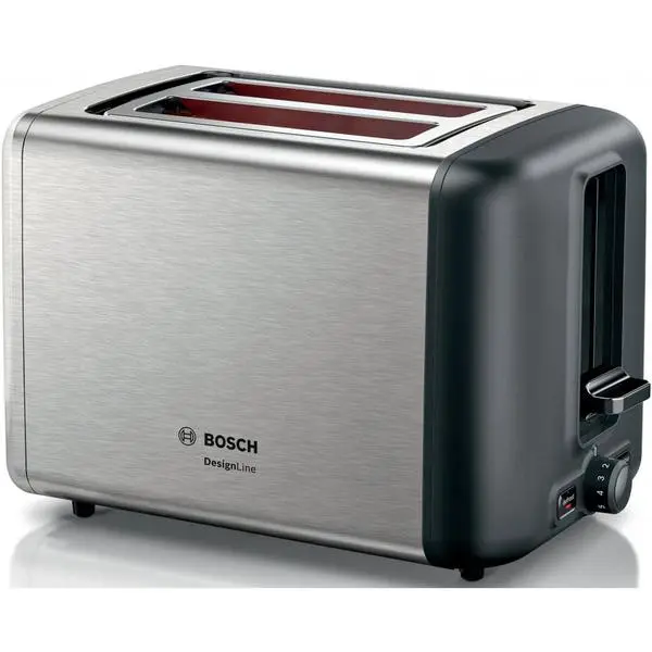 Тостер Bosch TAT3P420, 970W, 2x филии, функция за замразен хляб, електронен сензор за равномерно препичане, инокс
