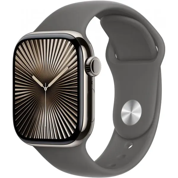 APPLE Watch Series 10 GPS + Cellular 42mm Natural Titanium Case with Stone Grey Sport Band - M / L -  (К)  - MWXE3QF/A (8 дни доставкa)