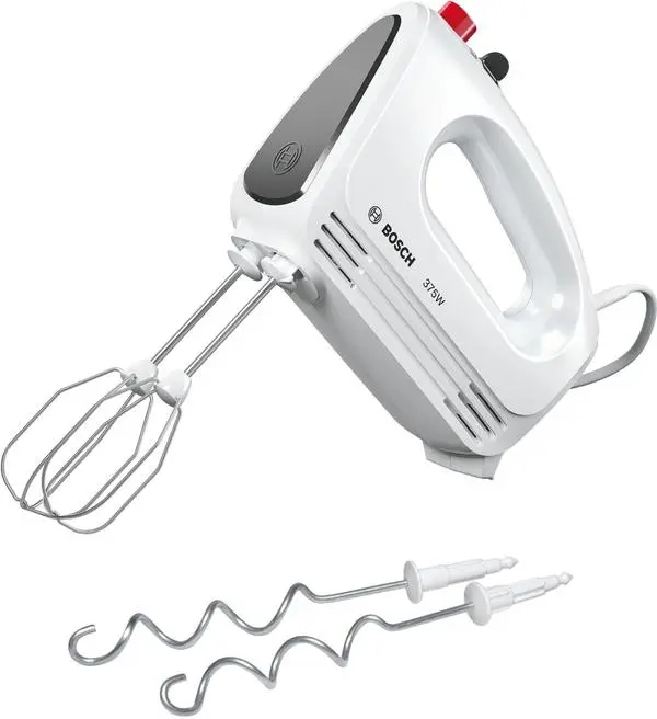 Bosch MFQ22100, Hand mixer, CleverMixx, 375 W, 4 speed settings, additional pulse/turbo setting, white/gray - MFQ22100