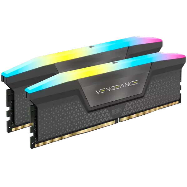 CORSAIR DDR5, 6000MT/s 64GB 2x32GB DIMM, Unbuffered, 40-40-40-77, Std PMIC, AMD EXPO, VENGEANCE RGB DDR5 Cool Grey Heatspreader, RGB LED, 1.35V - CMH64GX5M2B6000Z40