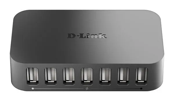 USB хъб D-Link DUB-H7/E, Със захранване, 7-порта, USB 2.0, Черен - D-LINK-DUB-H7-E