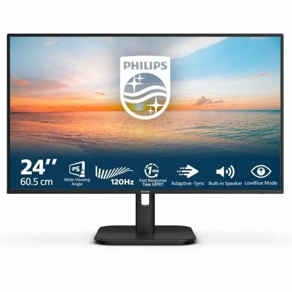 Монитор Philips 24E1N1200A/00, 23.8" (60.45cm) IPS панел, 120Hz, Full HD, 1ms, Mega Infinity DCR, 300cd/m2, DisplayPort, HDMI, VGA
