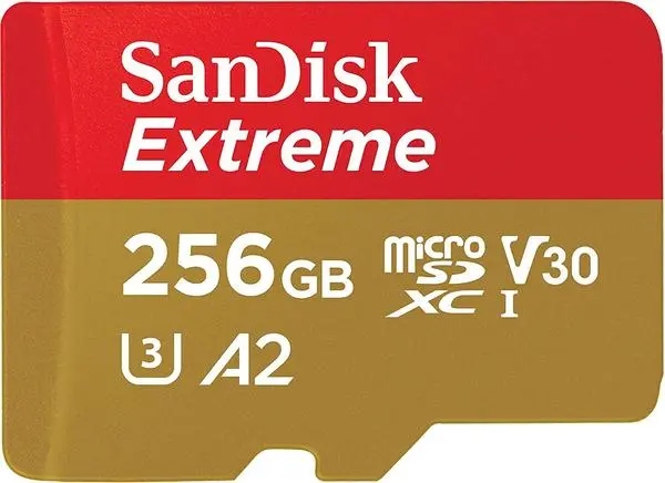 SANDISK Extreme microSDXC, 256GB, 160MB/s, Class 10, A2, V30 UHS-I, U3, SD Adapter, SD-SQXA1-256G-GN6MA