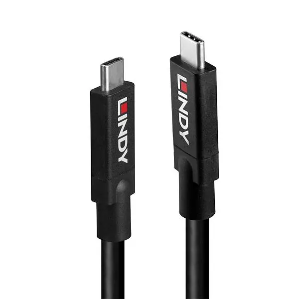 LINDY Активен кабел USB 3.2, USB-C към C, M/M, 10Gbps, 8K60, 100W PD, черен, 8.0 м - LNY-43439