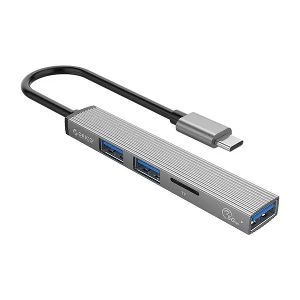 Orico Хъб USB3.0/2.0 HUB 3 port + card reader TYPE C, Aluminum AH-12F-GY - AH-12F-GY-BP