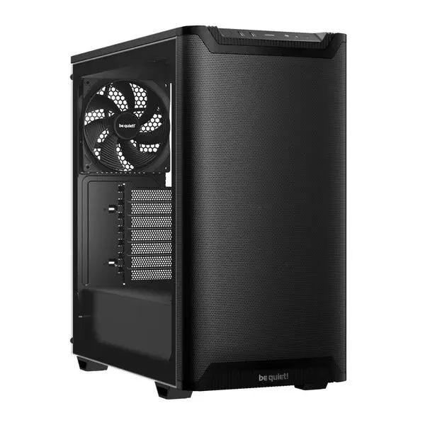 Кутия be quiet! Pure Base 501 Airflow Window, ATX/microATX/Mini-ITX, 2x USB 3.2, 1x USB 3.2 Gen 2 Type-C, 2x 140mm вентилатора, с прозорец, черна, без захранване