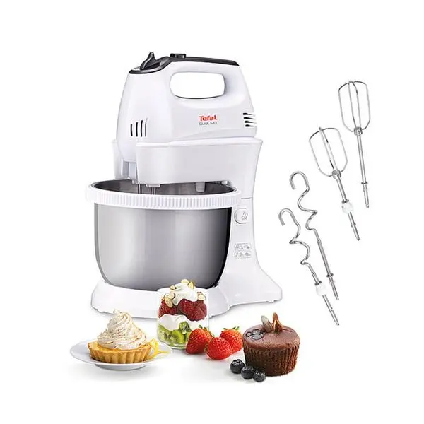Миксер Tefal HT312138, 300 W, 5 степени на работа, с турбо, бъркалки за тесто, бял