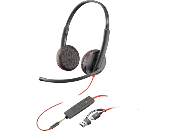 Слушалки HP Poly Blackwire 3225 Стерео USB-C слушалка +3,5 мм жак +USB-C/A адаптер 8X229A6 (v)